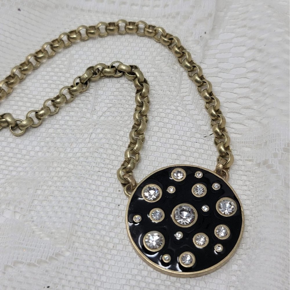 Enameled Rhinestone Necklace by Kiam Family Gold